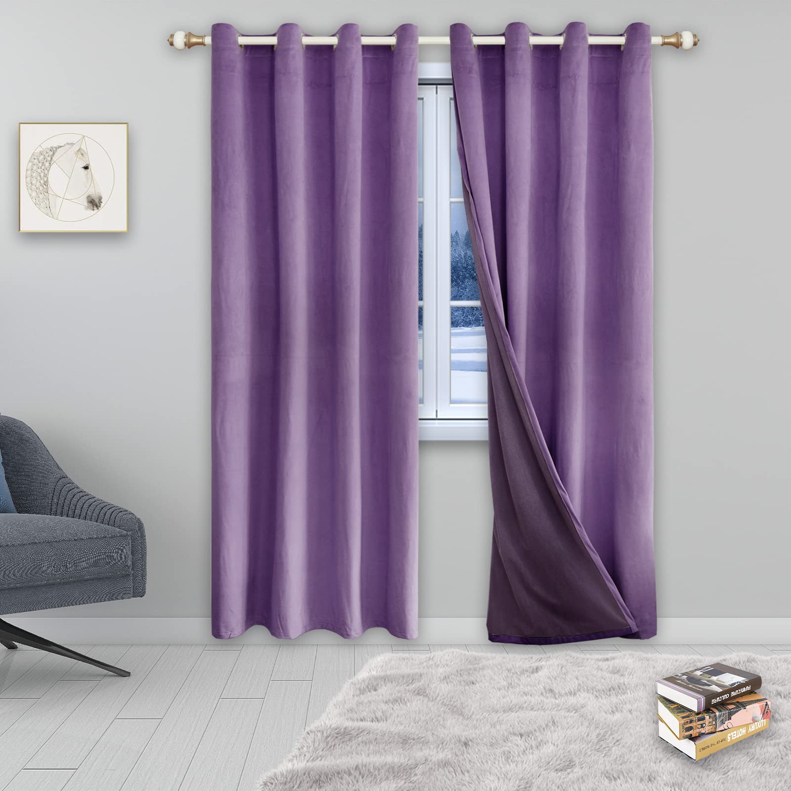 Rideaux occultants 180x230 cm lot de 2 super doux pour salon et chambre