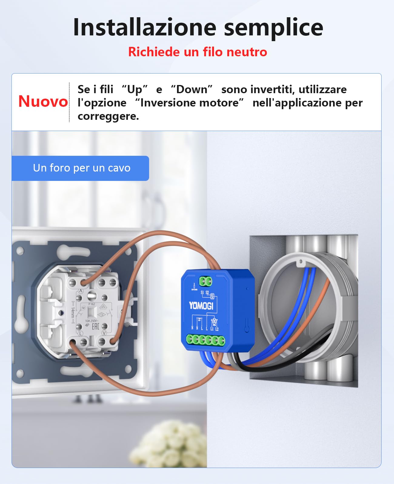 YOMOGI Modulo Tapparelle con Telecomando RF Connesso, Modulo WiFi per Tende Compatibile con Alexa Google Home per Controllo Percentuale,Ccontrollo Vocale, Apertura Regolabile (4)
