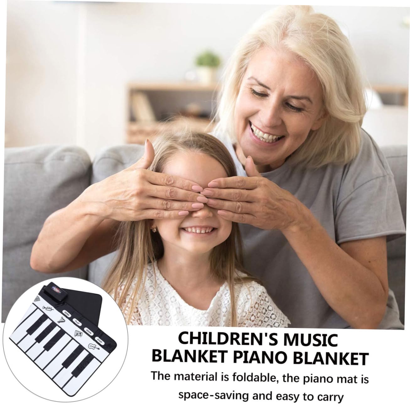 Tappeto Pianoforte Musicale 180x72cm, 1 Pezzo Bianco