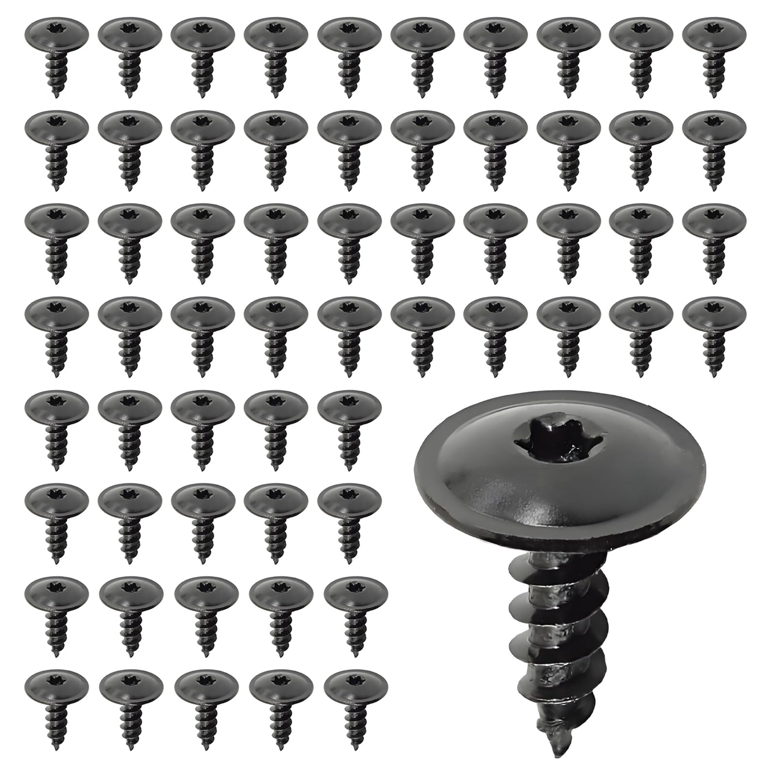 Self Tapping Screws Metal, 60pcs M5 x 16mm Torx Self Drilling Screws Black Self-Tapping Screw for Metal Metalwork Plastic
