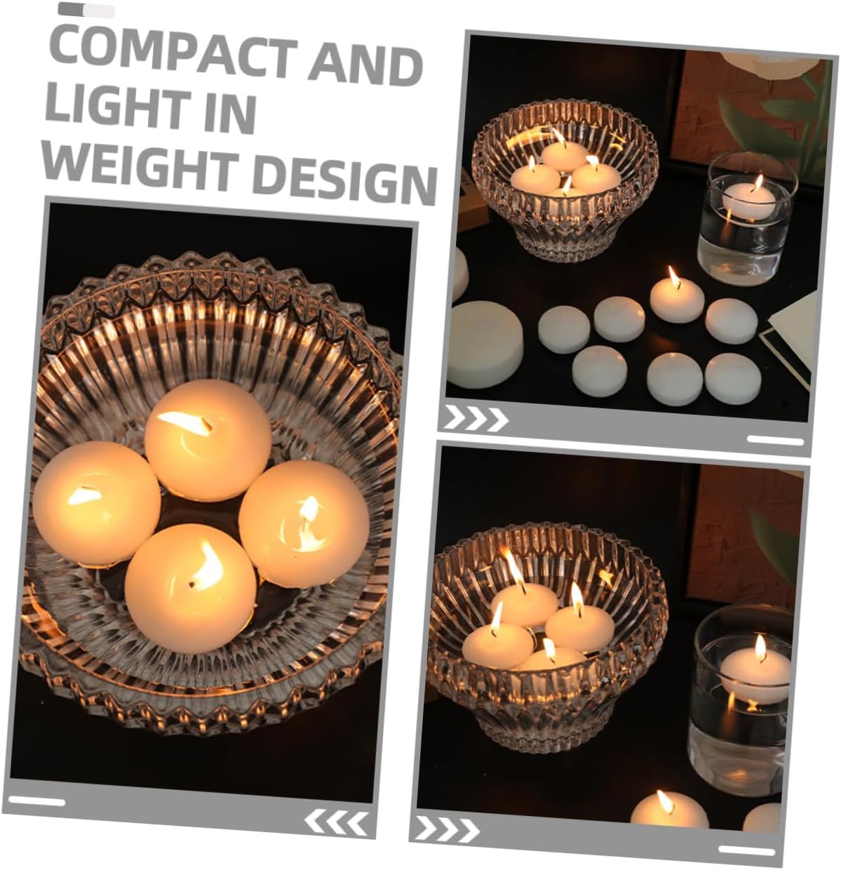 Small Floating Wedding Candles, Unscented Tealight Party Supply, 6pcs Round Decorative Wax Candles for Romantic Dinners and Pool Parties