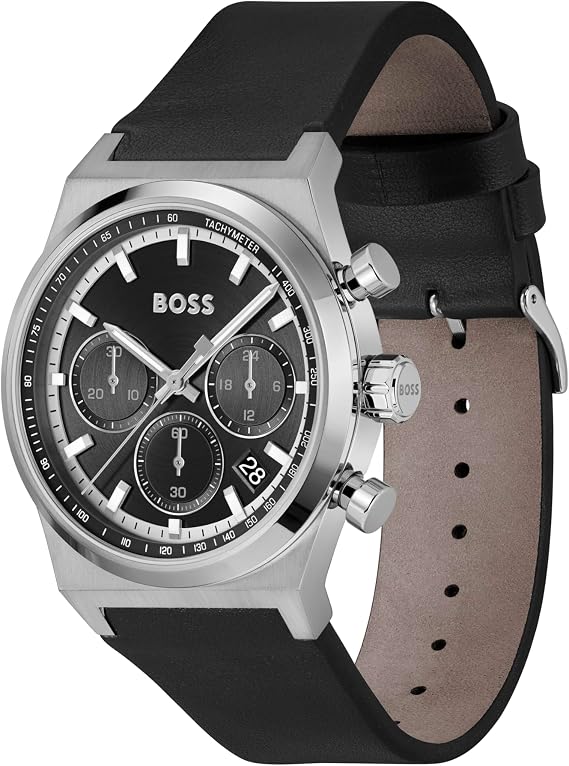 BOSS Chronograph Quartz Watch for Men Candor Chrono Collection - Available with Stainless Steel Bracelet, Leather or Silicone Strap