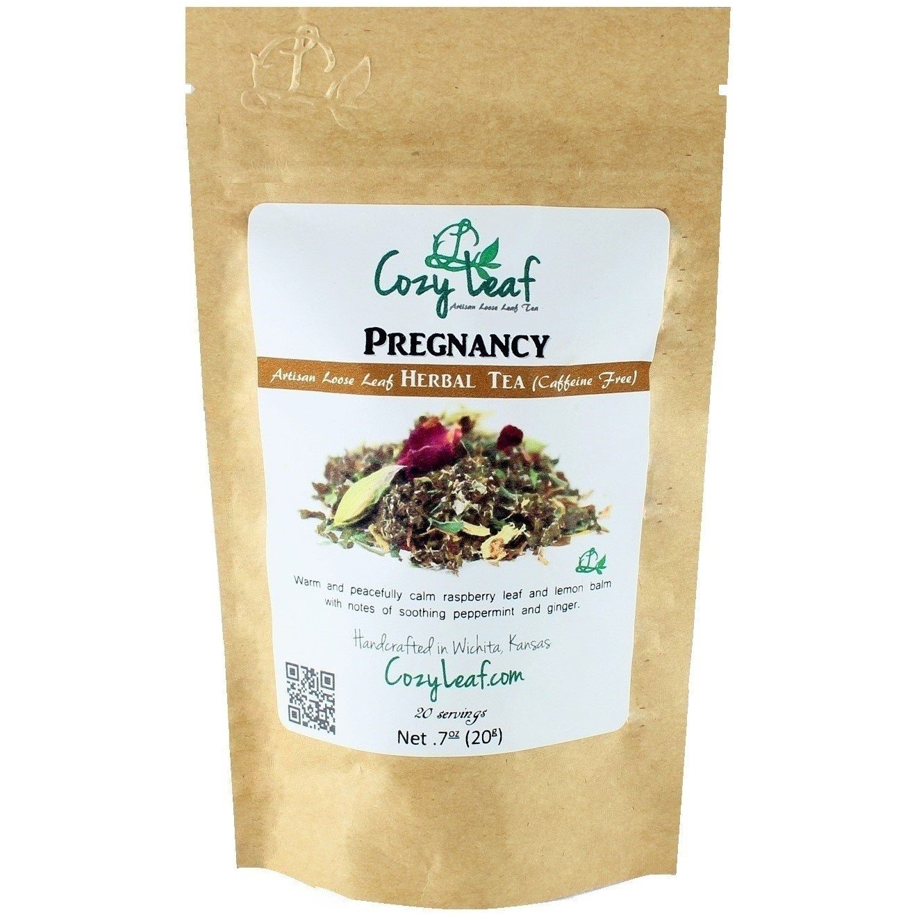 PREGNANCY - Organic Artisan Loose Leaf Herbal Tea Blend - FORMULATED and BLENDED by Cozy Leaf in Wichita Kansas USA