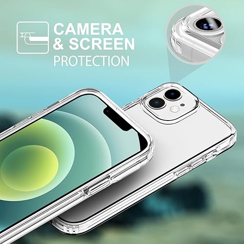 Miniatura 3 de TENOC Funda para teléfono compatible con iPhone 12 e iPhone 12 Pro, funda transparente antiamarilleo parachoques protector cubierta trasera dura