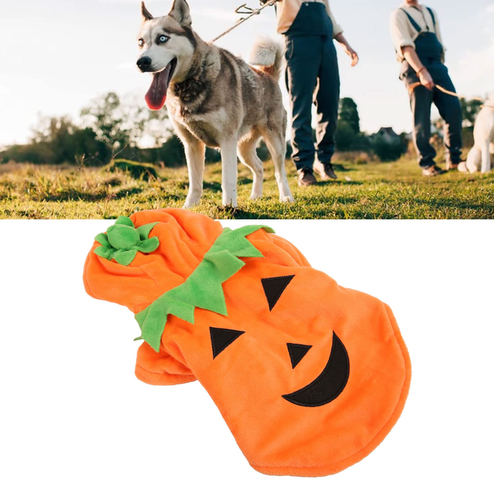 Septpenta Disfraz de Perro de Calabaza de Halloween, Sudadera de Calabaza para Mascotas, Cálido y Lindo, Llamativo, Disfraz de Otoño Invierno para Perros Medianos y Grandes (2XL)