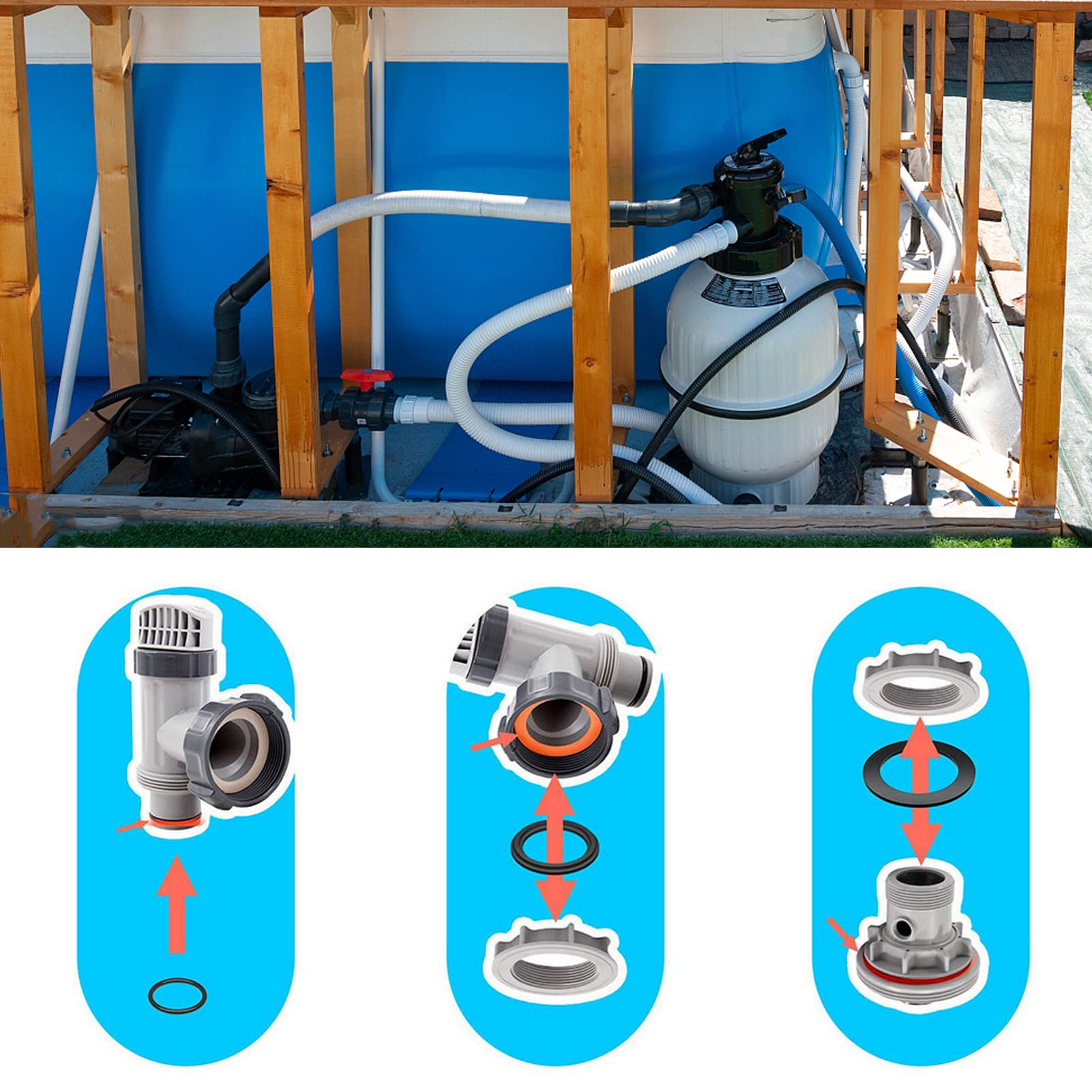 Kit Rondella E Anello Efficient 25076RP Per Piscine Intex Garantisce Un - Foto 10