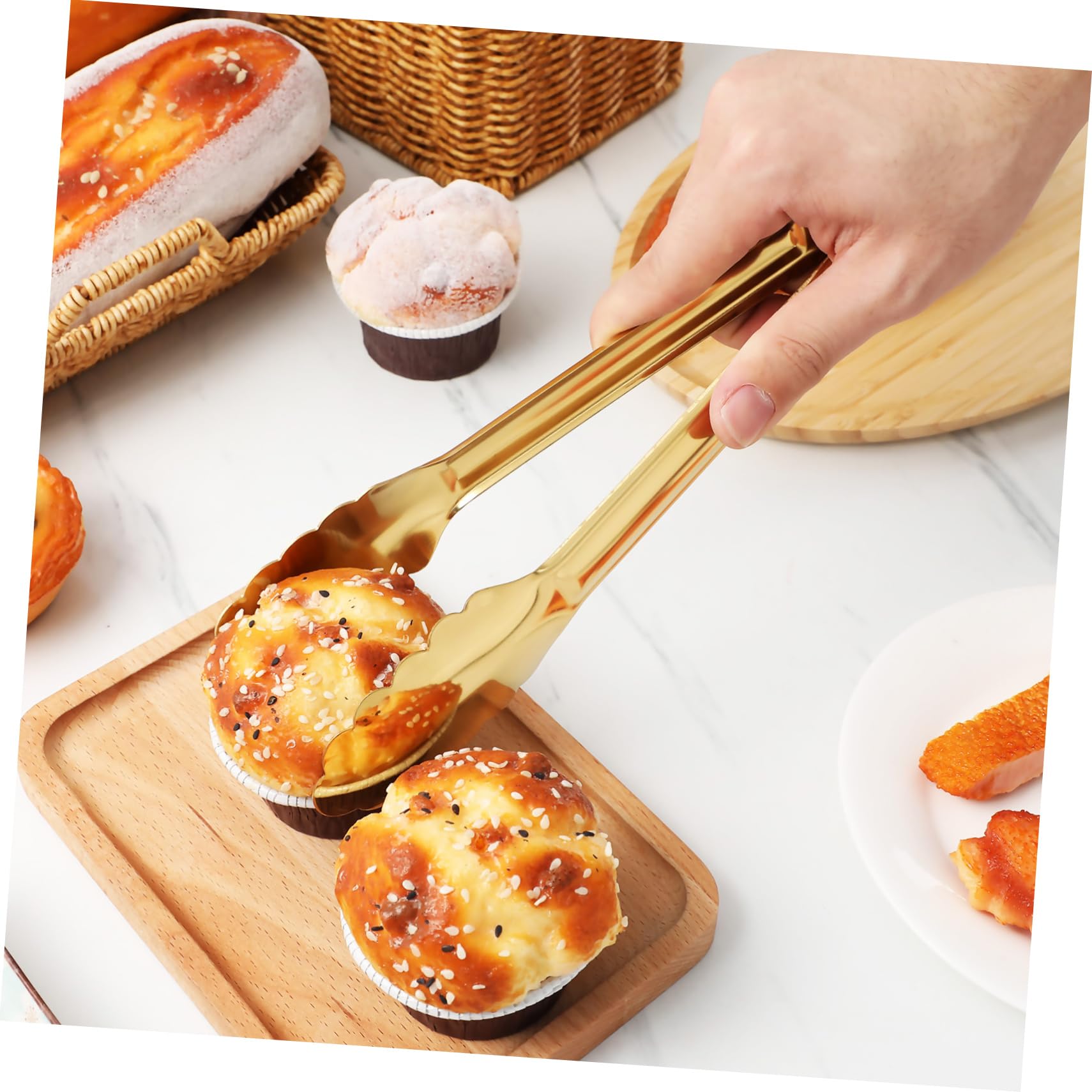 VALICLUD 4 Piezas Pinzas de Cocina Inoxidable de Pinzas para Servir Buffet Agarre Seguro y Acabado Pulido para Uso Ensaladas y Tostadas
