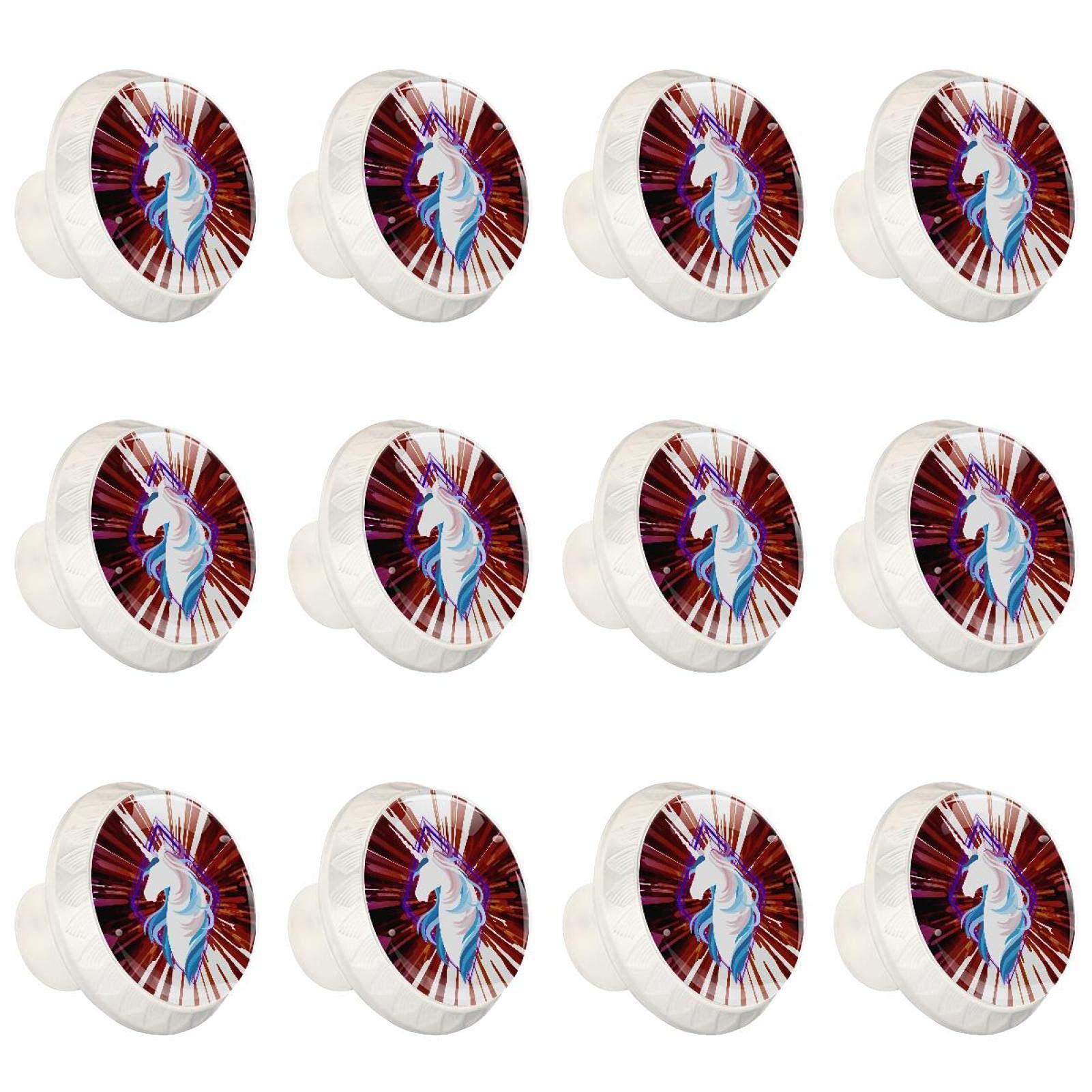 Boutons de cuisine licorne rouge au design rond original pour meuble et placard