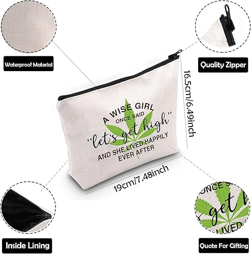 Miniatura 3 de ZJXHPO Divertida Marihuana Maleza Hoja Maquillaje Cosméticos Bolsa de Maquillaje Let's Get High Makeup Bag Weed Gift 420 Gift, Vamos a subir