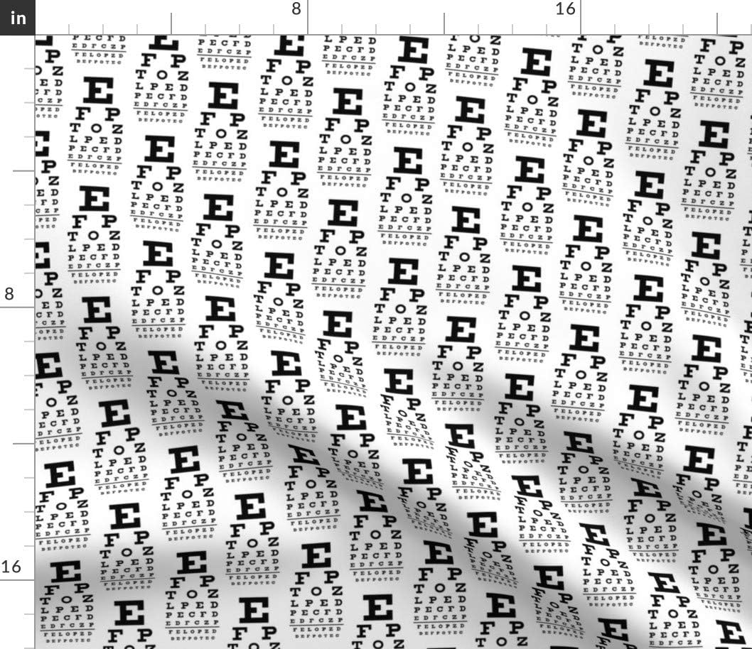 Spoonflower Fabric - Small Black White Glasses Eye Doctor Greyscale Printed on Petal Signature Cotton Fabric by The Yard - Sewing Quilting Apparel Crafts Decor