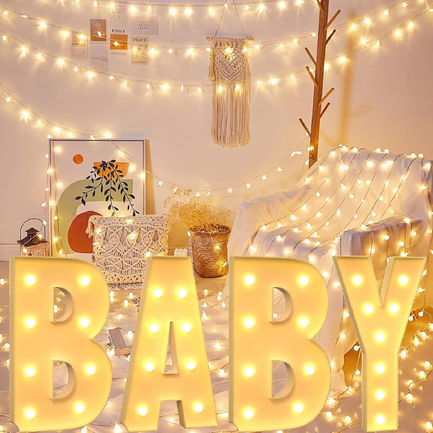 ​Premium Light up Numbers 4 Feet Tall – Waterproof LED LED Number Lights Marquee Letters for Outdoor Birthday, Christmas, Bar Decor(Letter Baby)