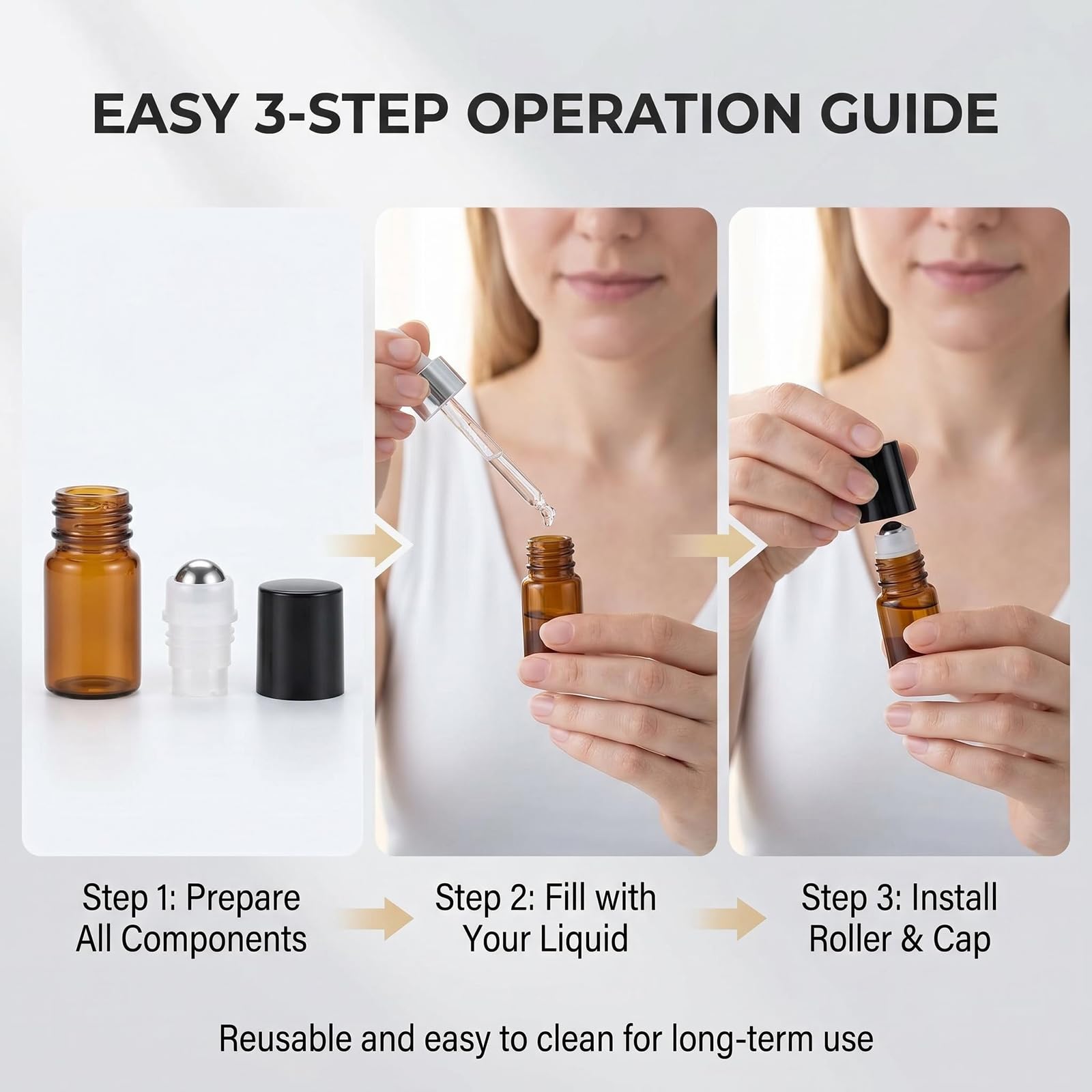 12 botellas pequeñas vacías de vidrio ámbar portátiles de 2 ml, para cosméticos, maquillaje, tamaño de viaje, frascos de almacenamiento, frascos enrollables para aceites esenciales, aromaterapia,