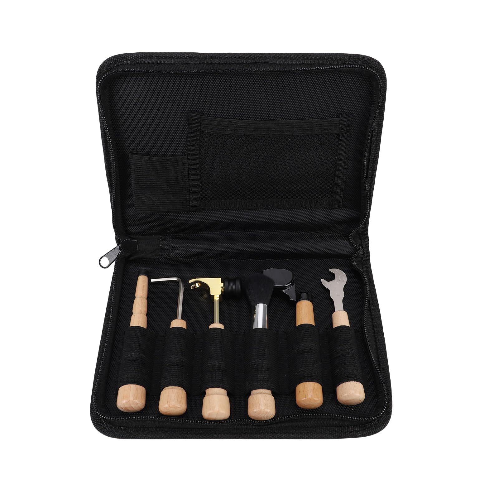 Ausla Kit Manutenzione Chitarra, Set Attrezzi in Legno di Faggio, Avvolgicorde Multifunzionale e Martello per Chitarre e Violini