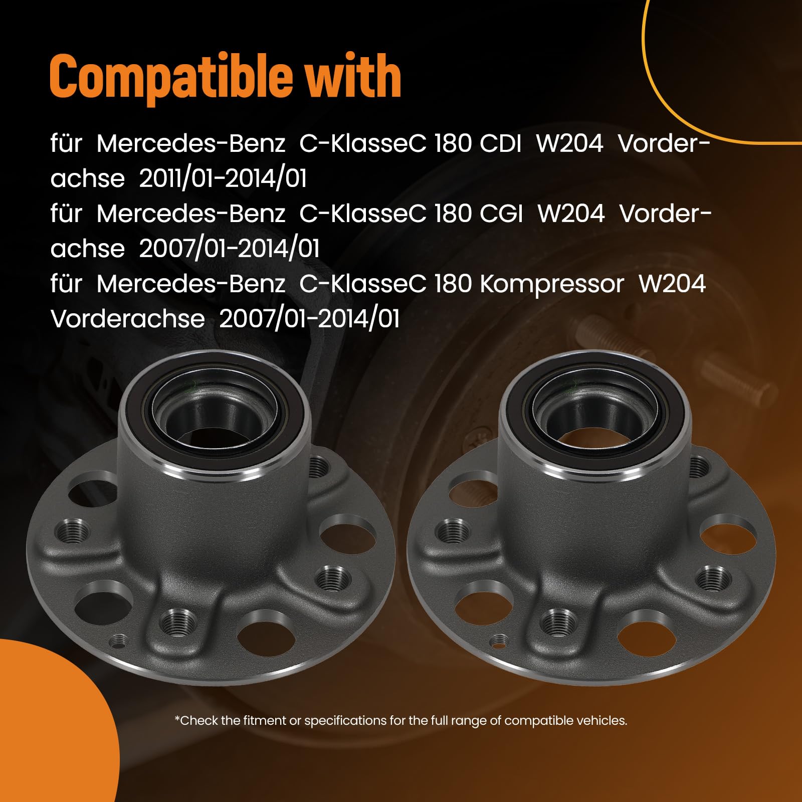 maXpeedingrods 2x Radnabe Vorne Radlager für Mercedes-Benz C-Klasse CDI CGI W204 2007-2014