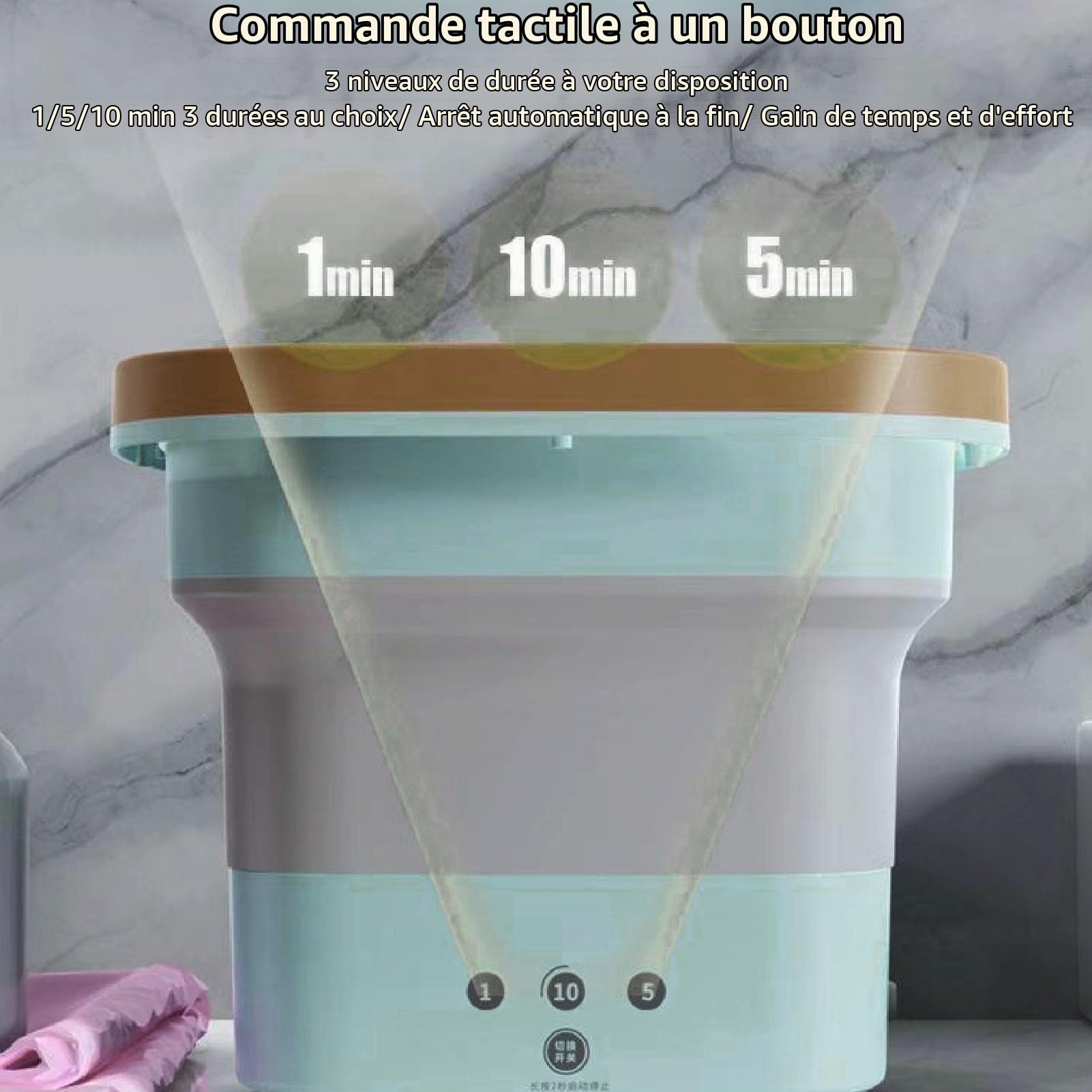 Mini lave-linge, petit lave-linge pliable pour vêtements d'enfants sous-vêtements et chaussettes avec panier d'égouttage pour l'appartement le dortoir et le camping