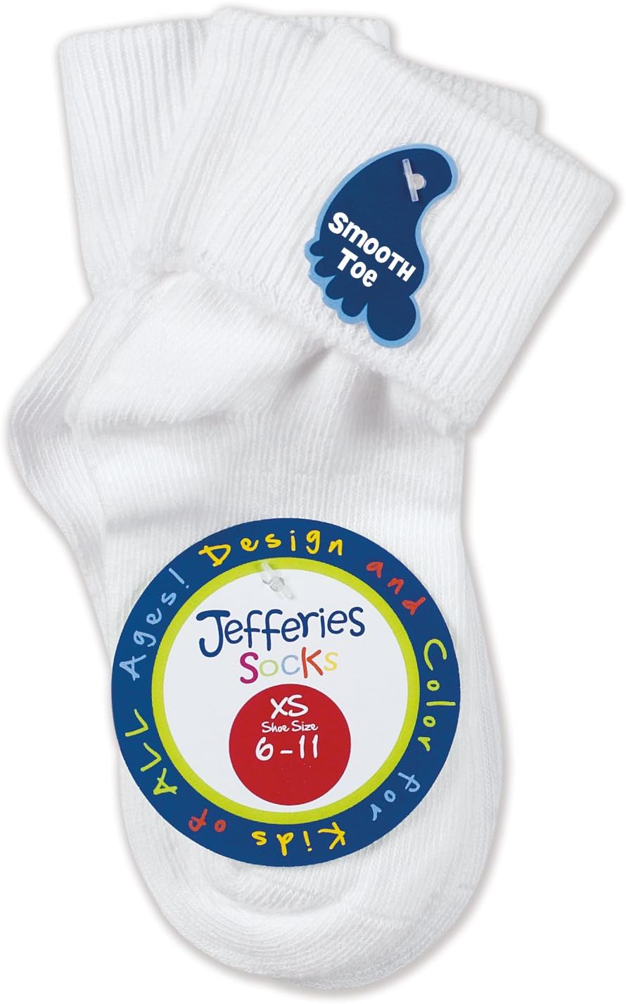 Girls School Uniform Seamless Dress Turn Cuff Ankle Socks 3 Pair Pack