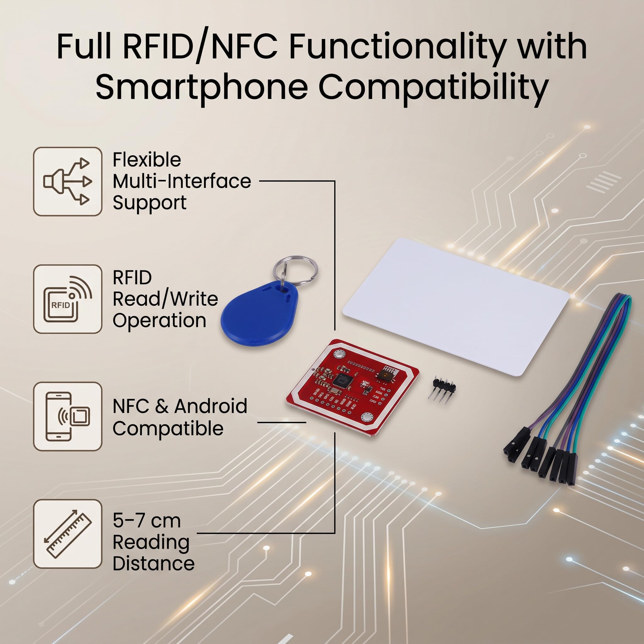 Zestaw PN532 NFC Moduł V3 z Interfejsem I2C SPI UART dla Czytania i Pisywania Karty, Obsługa ISO14443 4K Felica dla Projektów Elektronicznych, Systemów Kontroli Dostępu, Prototypowania w Edukacji