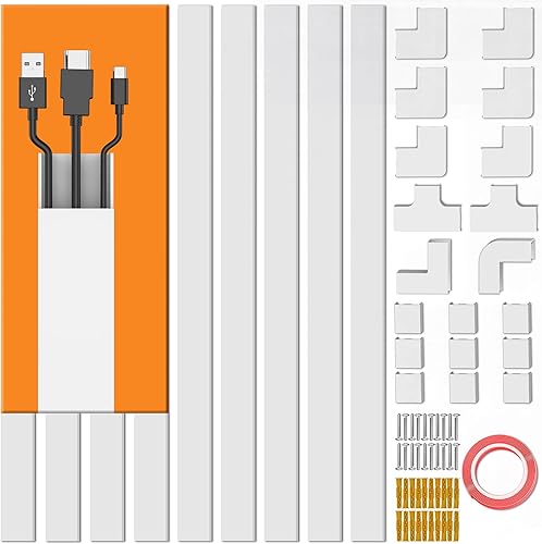 ELIVED Kit de canaleta de cubierta de cable para pared, canal de cubierta de cable de 157 pulgadas, gestión de cables de pared, ocultador de cables