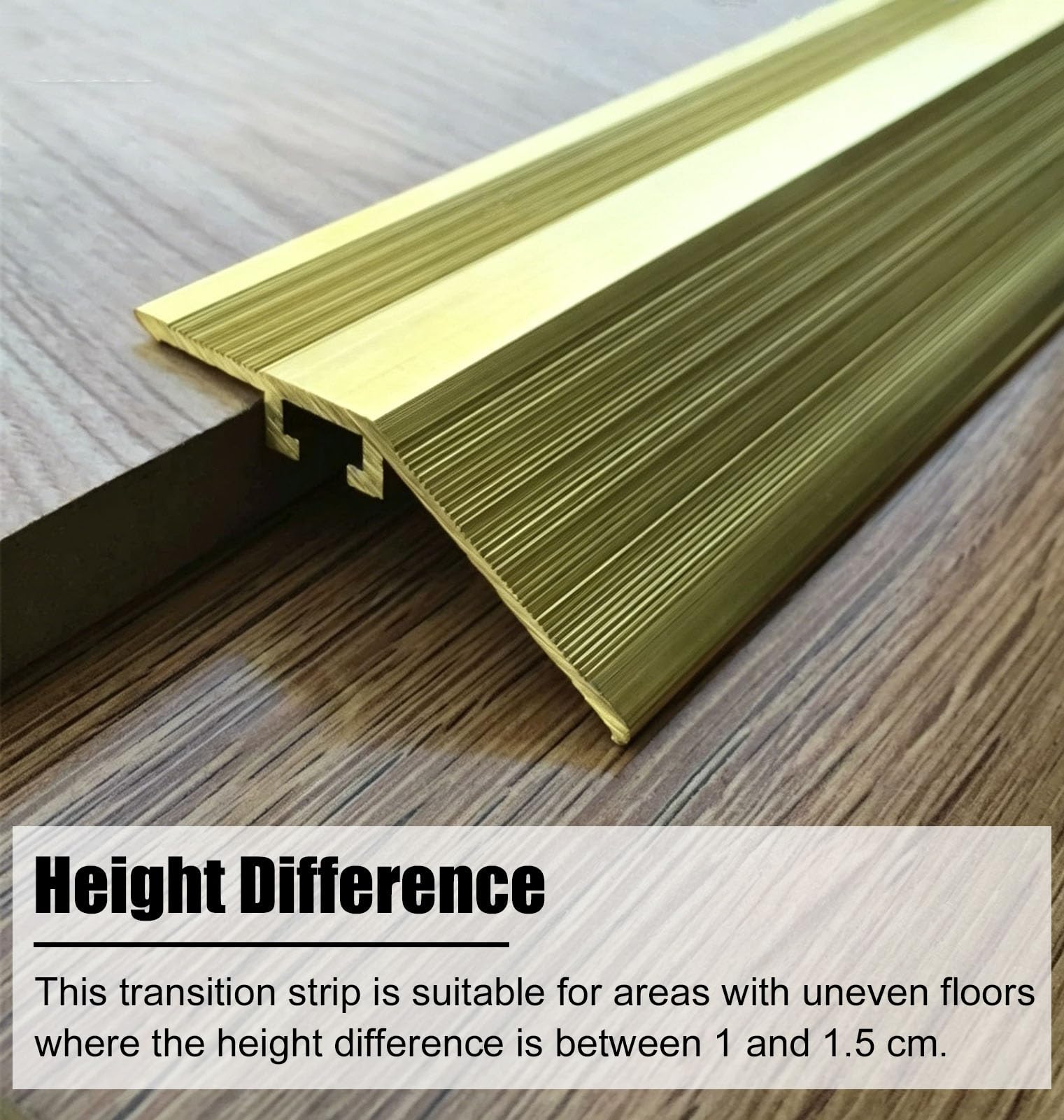 Soglia di Dislivello Pavimento Protezione per Soglia Porta in Ottone per Pavimenti in Laminato, Moquette e Piastrelle, Copertura Antiscivolo per Soglie di 1 mm di Spessore(43mm(1 3/4in))
