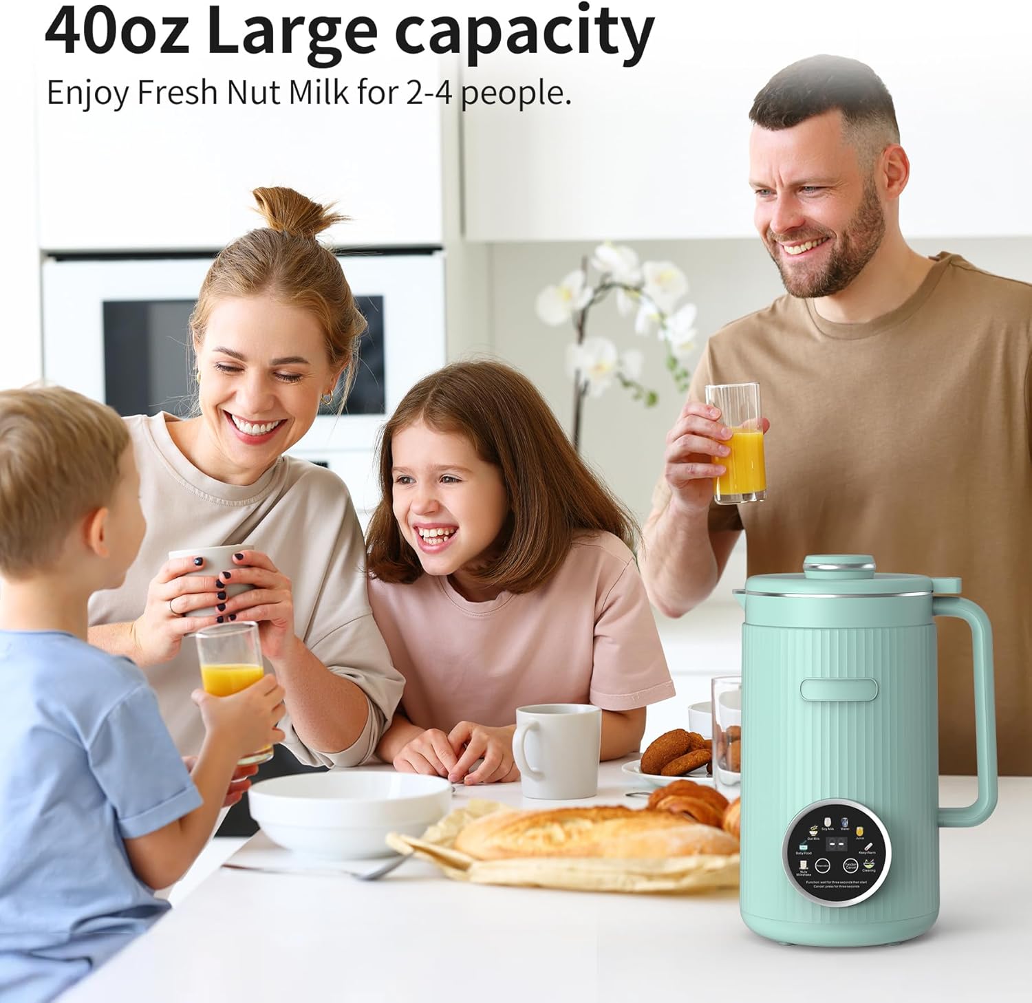 VBGK 8 in 1 Nut Milk Maker Blender With 20 Bladers,40oz Soy, Almond, Oat, Coconut, Plant Based and Non Dairy Beverages, Automatic Soybean Machine With Delay Start/Keep Warm/Boil Water/Auto-clean.