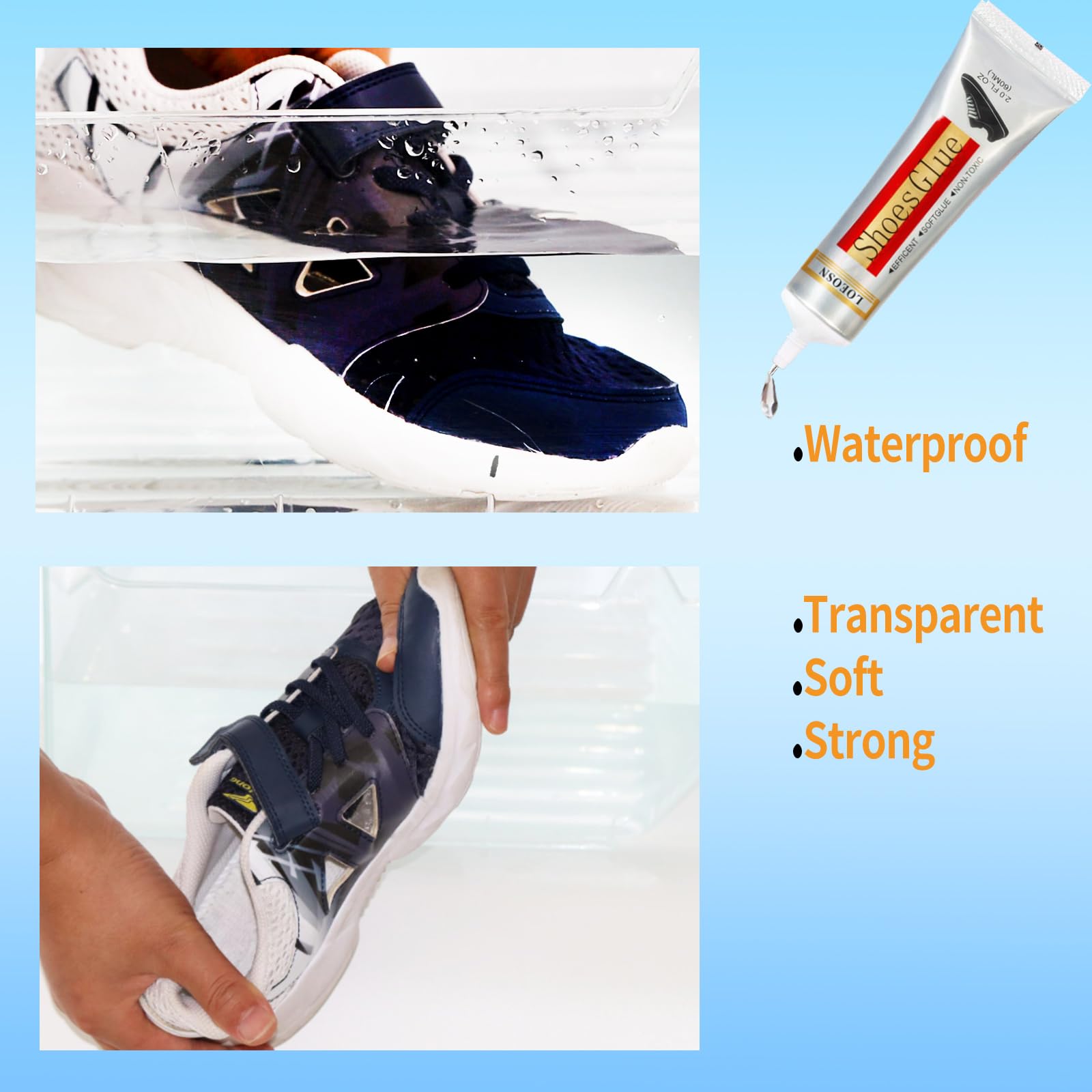 Colla per scarpe60ml multifunzionale per riparazioni Colla per Riparazioni di Scarpe di livello Professionale ad asciugatura lenta per incollare scarpe articoli in pelle gioielli