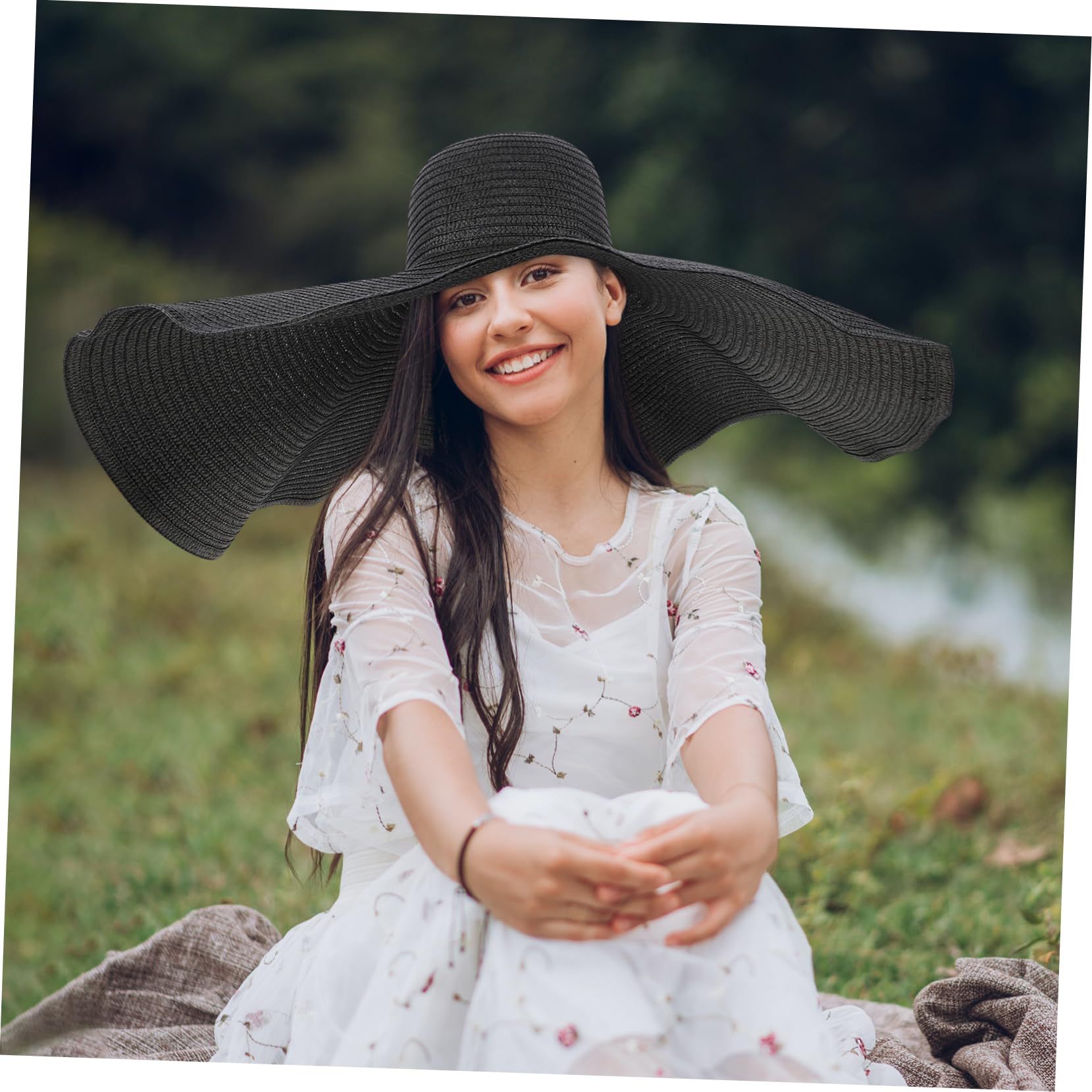 OUNONA Sombrero de Playa Plegable para Mujer ala Sombrero de de Verano Protección Solar para Actividades al Aire y Playa