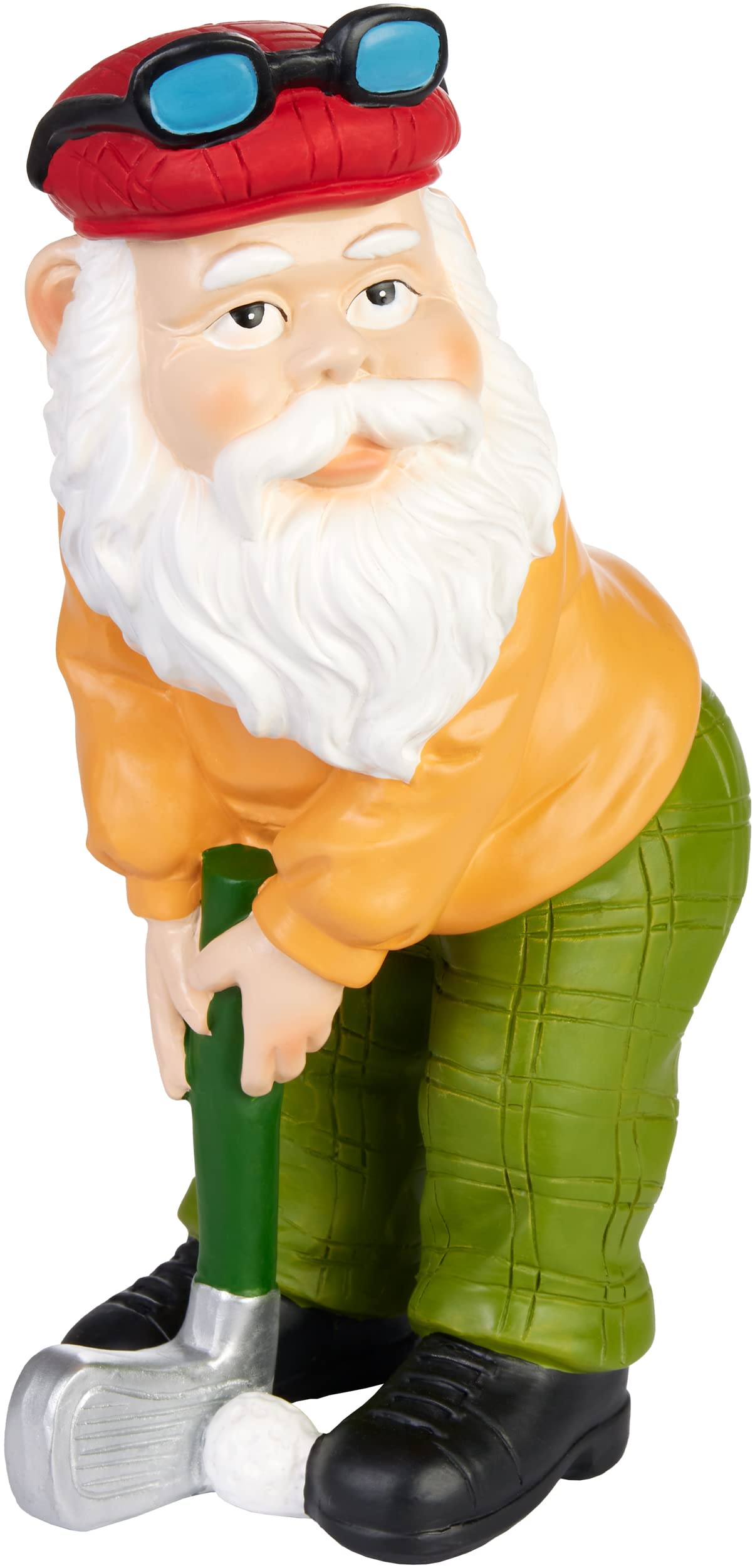 BRUBAKER Golfer Garden Gnome - Golf Grandpa with Golf Club and Glasses - Funny Garden Figurine - Weatherproof Decoration for Garden Camping and Outdoor - 9 inches tall