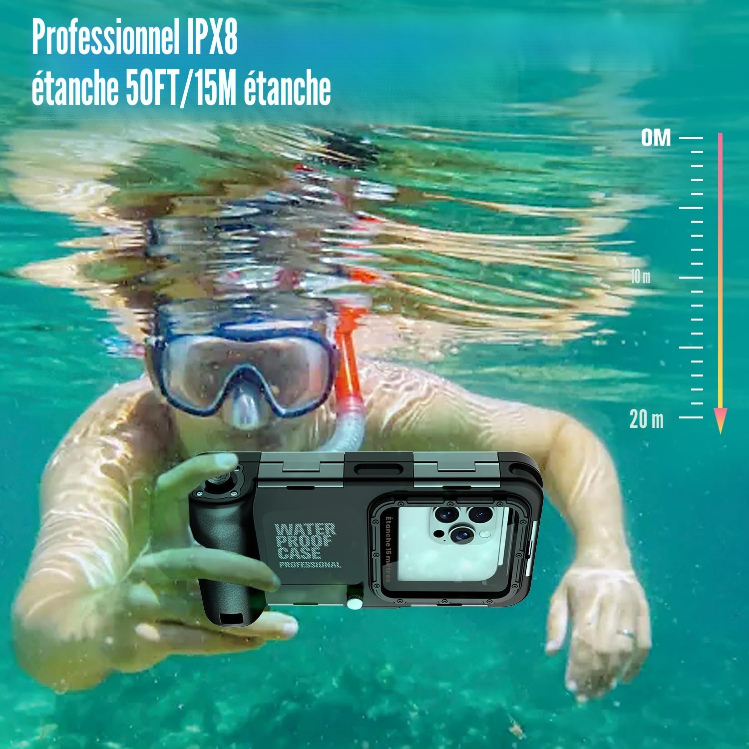 Coque de Téléphone de Plongée Professionnelle Pochette Étanche Smartphone IPX8 Pochette Téléphone Étanche Housse Étui de Protection pour iPhone 17 Air 16 17 Pro 16 17 Pro max 15 Pro 13 14 15 Pro Max