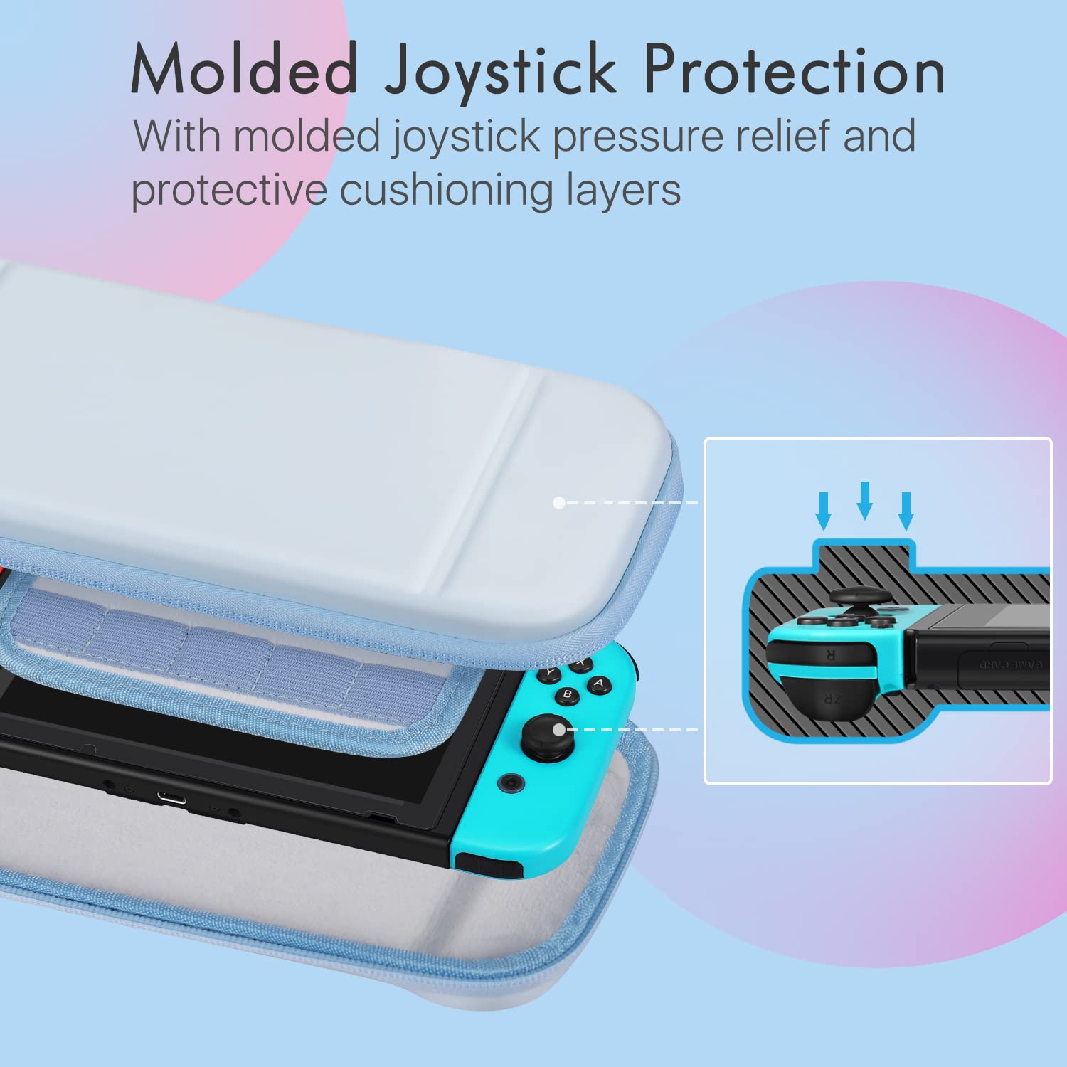 TNP Carrying Case for Nintendo Switch, Light Blue - Kawaii Cute Portable Travel Case, Protective Storage Carry Bag for Girls, 10 Game Cartridge Holder