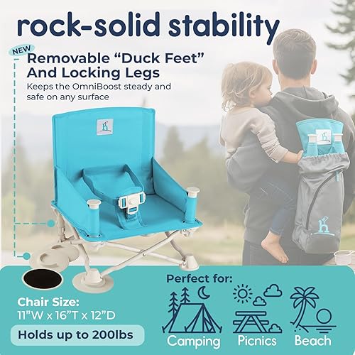 Miniatura 17 de Hiccapop OmniBoost Asiento elevador de viaje con bandeja para bebé Asiento elevador portátil plegable para bebé para mesa de comedor, camping