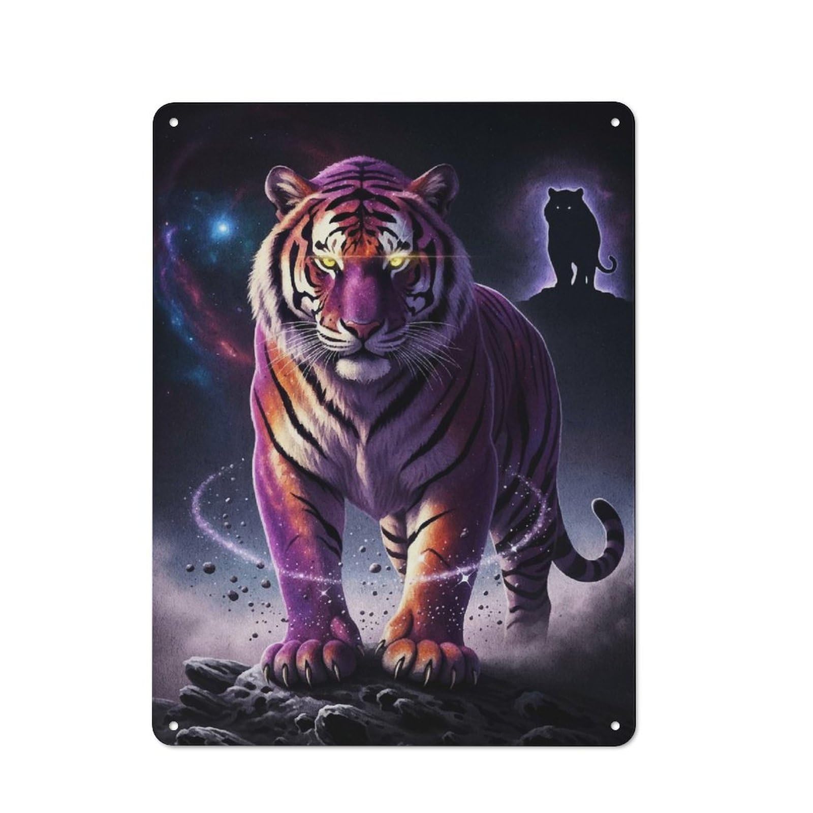 Cosmic Tiger Stance Classic Metal Wall Decor 40x30cm, Vintage Metal Sign for Hallway, Home Bar, Garage Or Study