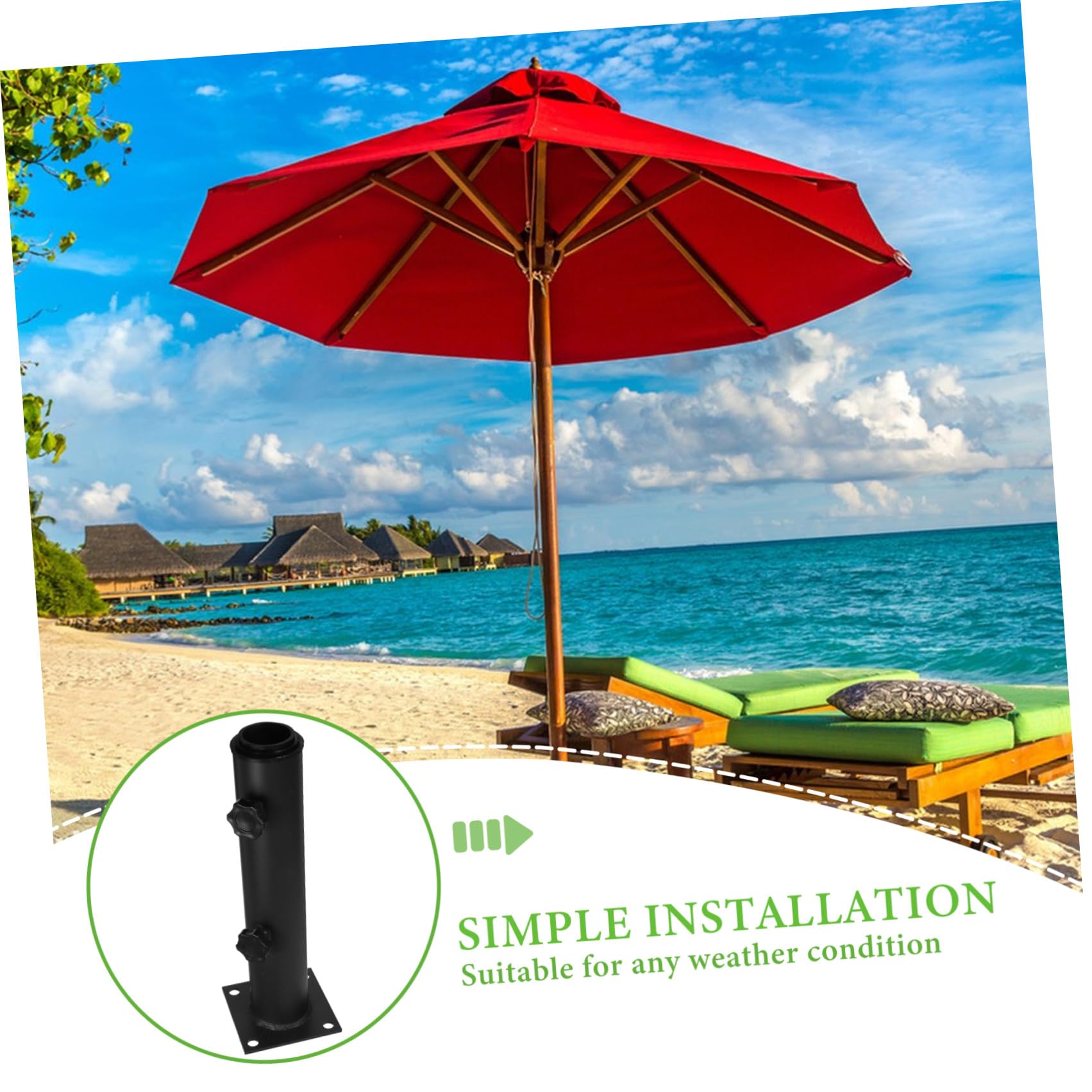 Portaombrelli per Vacanze Estive da Esterno Base in Ferro Robusto con Tubo di Base Ombrello Supporto Ombrellone Antivento Versatile per Ombrellone da Patio e Bordo Piscina