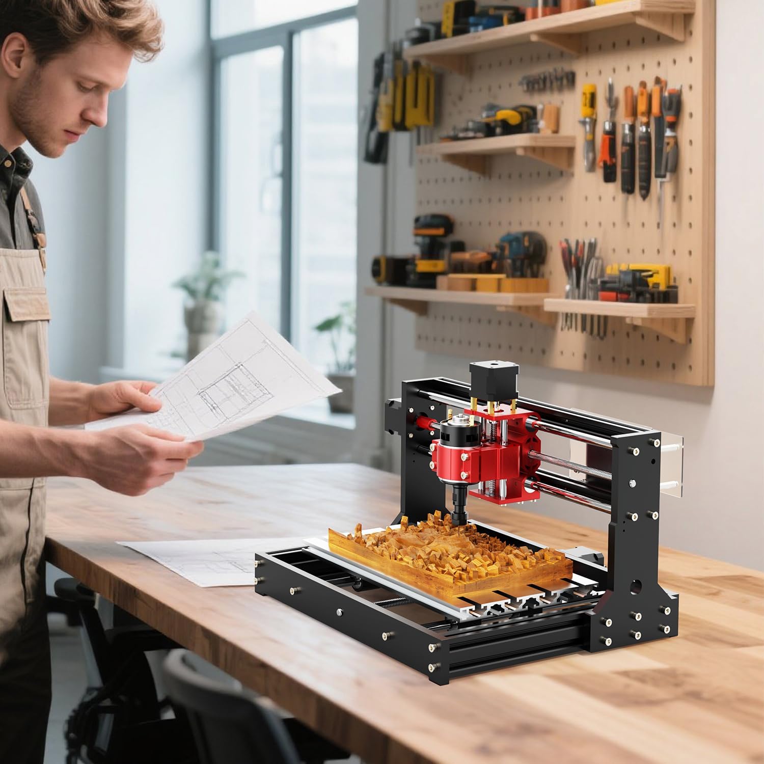 Twotrees TTC 3018 Pro CNC Fräsmaschine, 3-Achsen Ganzmetall Fräsmaschine | 300x180x40mm Arbeitsbereich Desktop Graviermaschine für Holz/Acryl/MDF/PCB, GRBL-Gesteuert, DIY Holzschnitzen, Fräsen