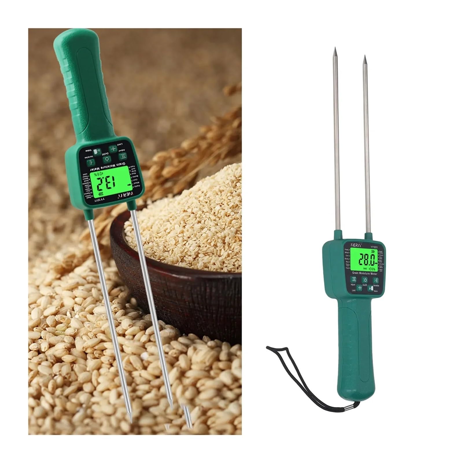 Heu Feuchtigkeit Meter Weizen Soja Getreide Feuchtigkeit Tester LCD Display Mit Stimme Broadcast