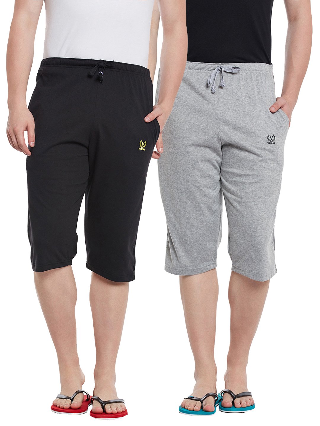 Regular Fit Men Capris Pack of 2-MACK57860-image-40