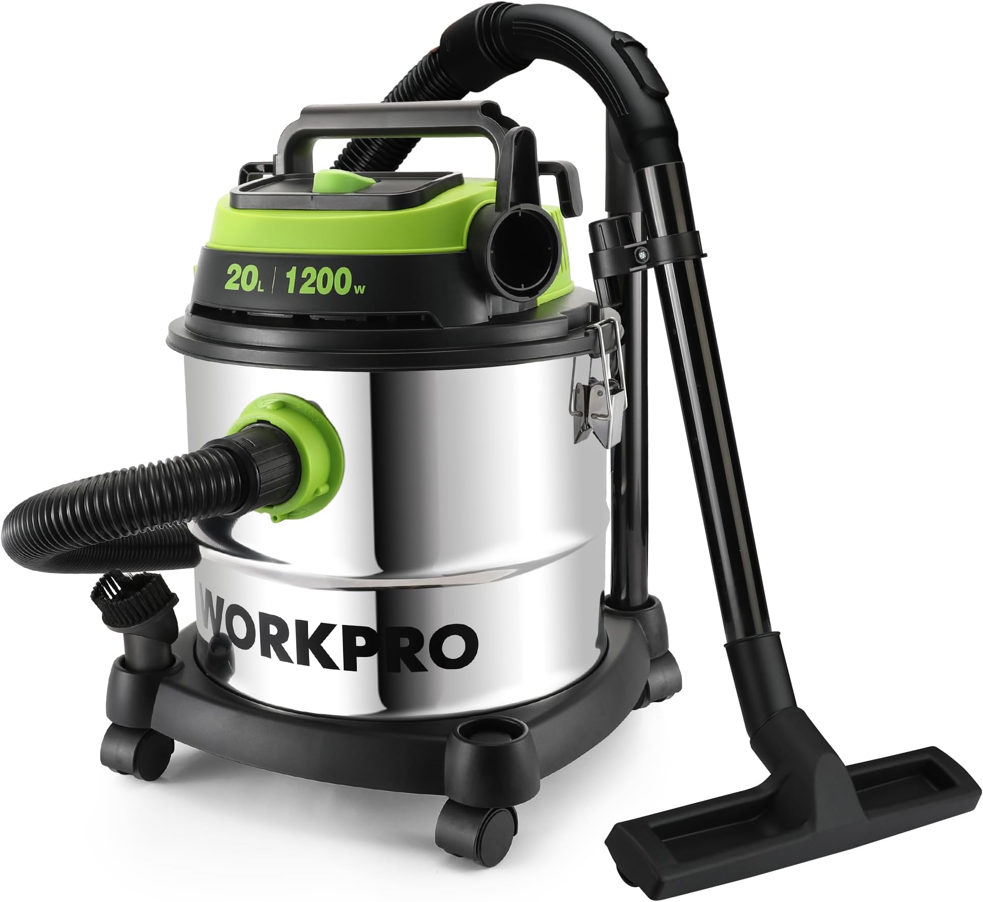 WORKPRO 1200W 20L Wet and Dry Vacuum Cleaner with HEPA, 3-in-1 Blower Function, Powerful Industrial Dust Extractor with Stainless Steel Tank for Indoor & Outdoor Cleaning