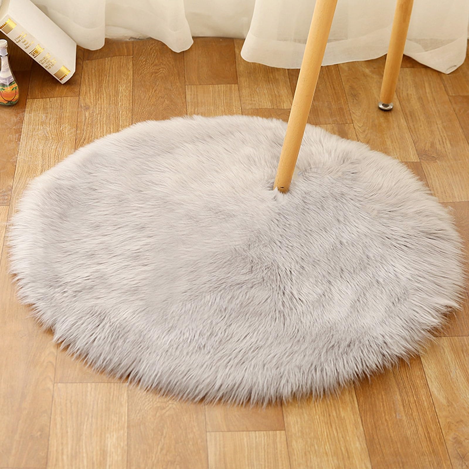 Tapis rond à poils longs en fausse peau de mouton d'une douceur exceptionnelle