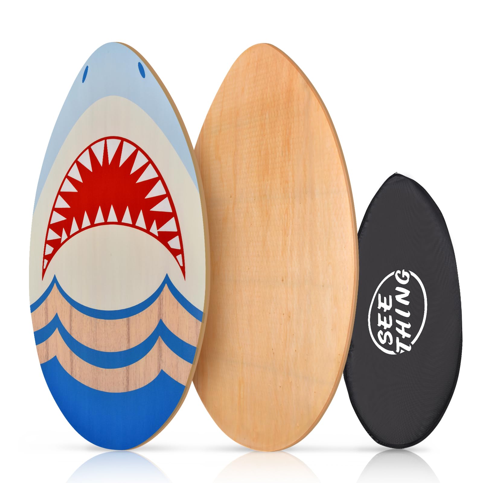 seething 35 Inch Skimboard with High Gloss Coat Wood Skim Board for Beginners,Kids, Teenagers, Adults and All Skimming