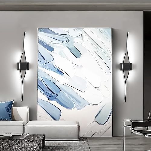 Miniatura 5 de Juego de dos apliques de pared LED modernos con regulable, 6000 K y atenuación negra con lámpara de pared LED para dormitorio, sala de estar, baño,