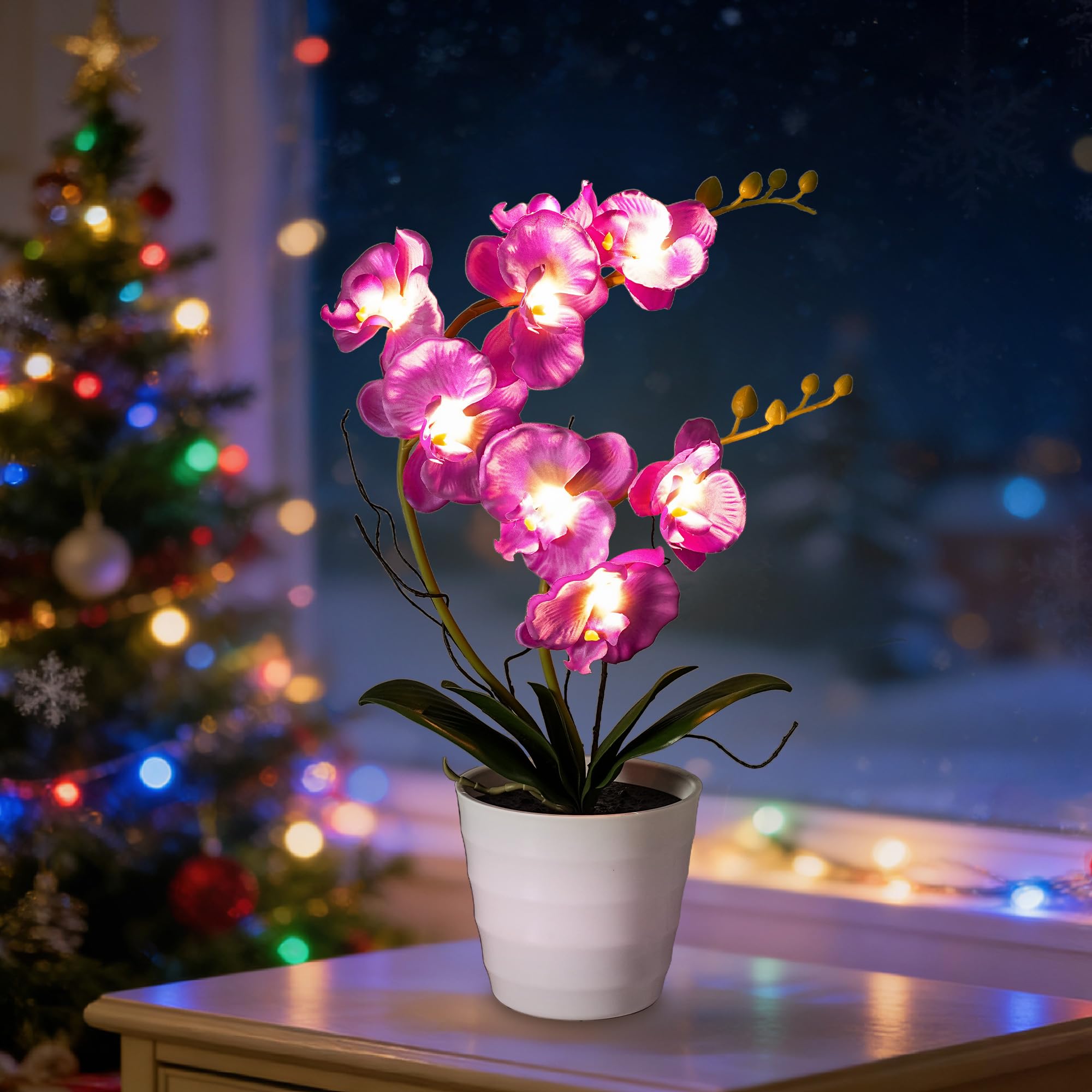 Purple Orchid Lamp Gifts for Women Flower Decor for Bedroom Coffee Shop