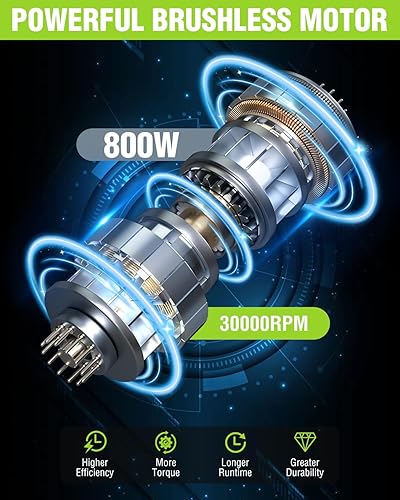 Miniatura 6 de WORKPRO Herramienta de enrutador compacto inalámbrico de 20 V, 6 velocidades variables de hasta 30,000 rpm, enrutador de madera para biselar,