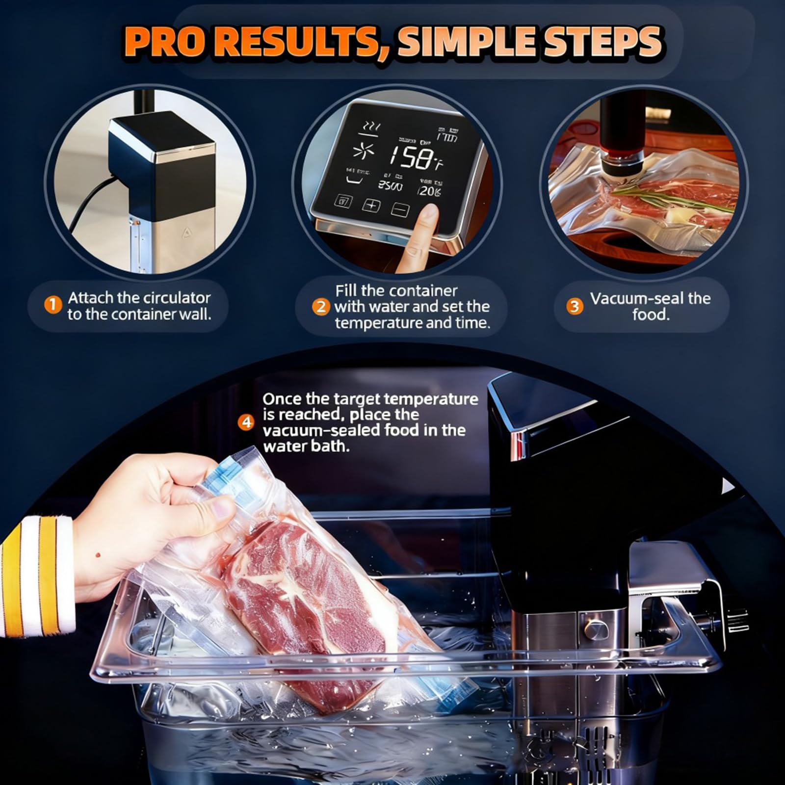 Commercial Sous Vide Precision Cooker 1400W | Fast-Heating Immersion Circulator | Thermal Sous Vide Machine with Accurate Temperature & Timer | IPX7 Waterproof | Quiet | For Restaurants & Home Kitchen