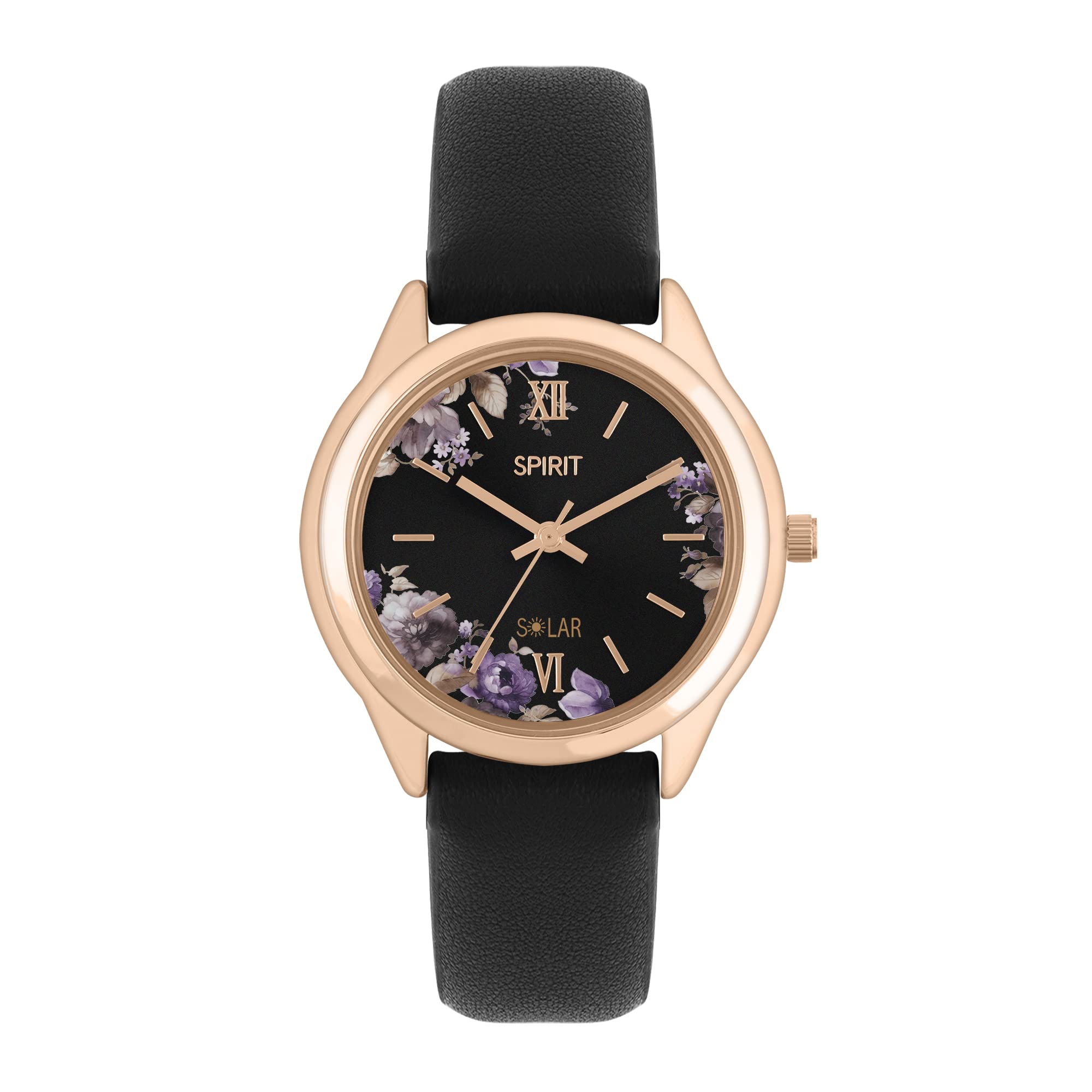 Spirit Ladies Solar Black Strap Floral Dial Strap Watch SPLS-2000