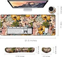 Vista 131 de MIBITRI Juego de alfombrillas para mouse y teclado, alfombrilla de mouse extendida para juegos + soporte ergonómico para reposamuñecas para teclado