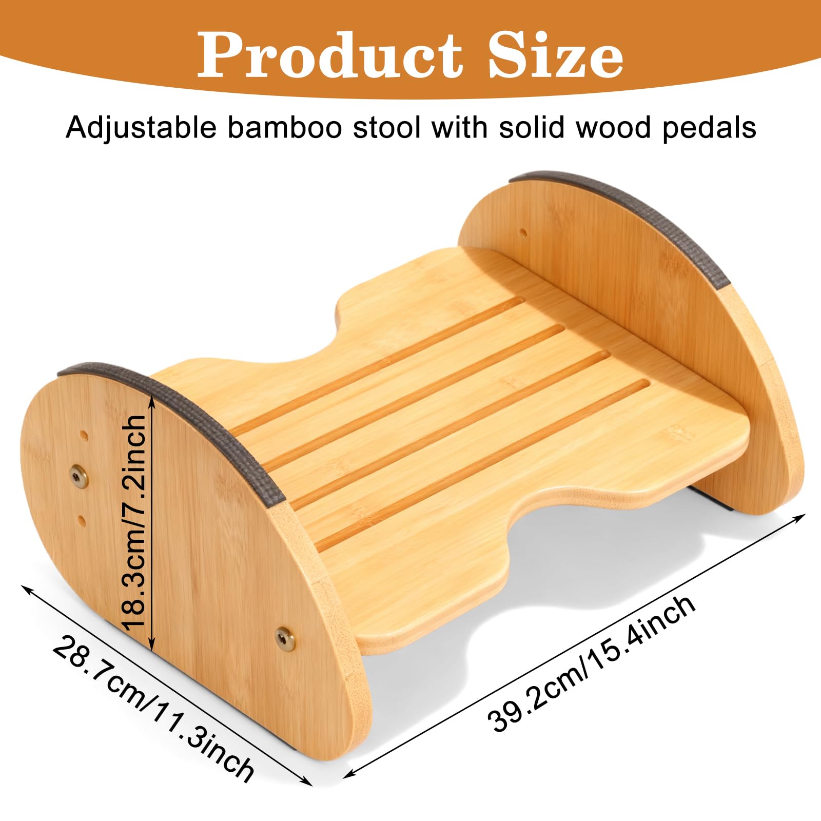 Poggiapiedi da scrivania, poggiapiedi in legno antiscivolo, 39,2 x 28,7 x 18,3 cm, poggiapiedi in legno, ergonomico, regolabile, per ufficio e casa