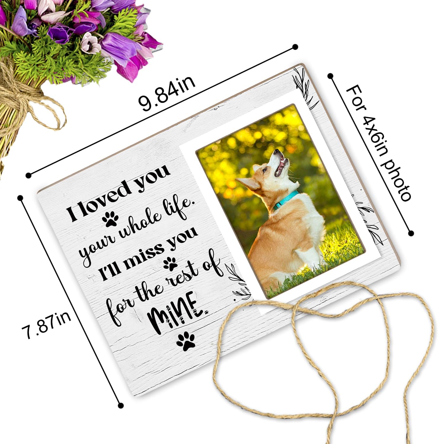 Dog Memorial Picture Frame - Pet Loss Gift - I Love You Your Whole Life I Will Miss You for the Rest of Mine - Wooden Photo Frame, 4x6 Inch Photo12P70 - Image 2
