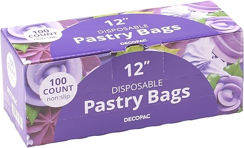 DecoPac Bolsas de pastelería desechables, con superficie exterior antideslizante, paquete de 100 bolsas transparentes de 12 pulgadas