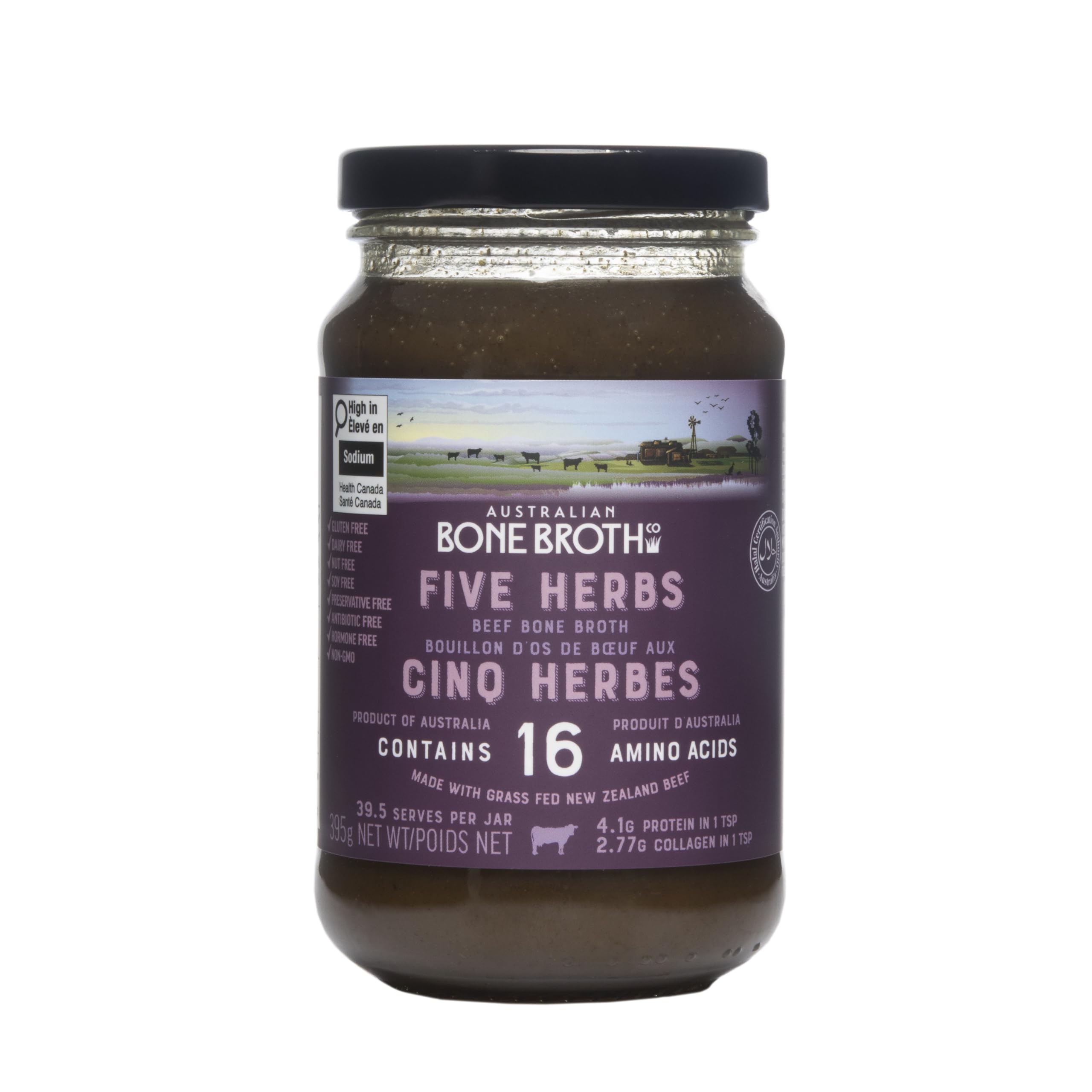 ABBCo Five Herb Beef Bone Broth Concentrate with Italian Herbs β Premium Grass-Fed Beef Bone Broth for Keto Diet, Nutritional Beverage & Flavor Boost - Zero Sugar