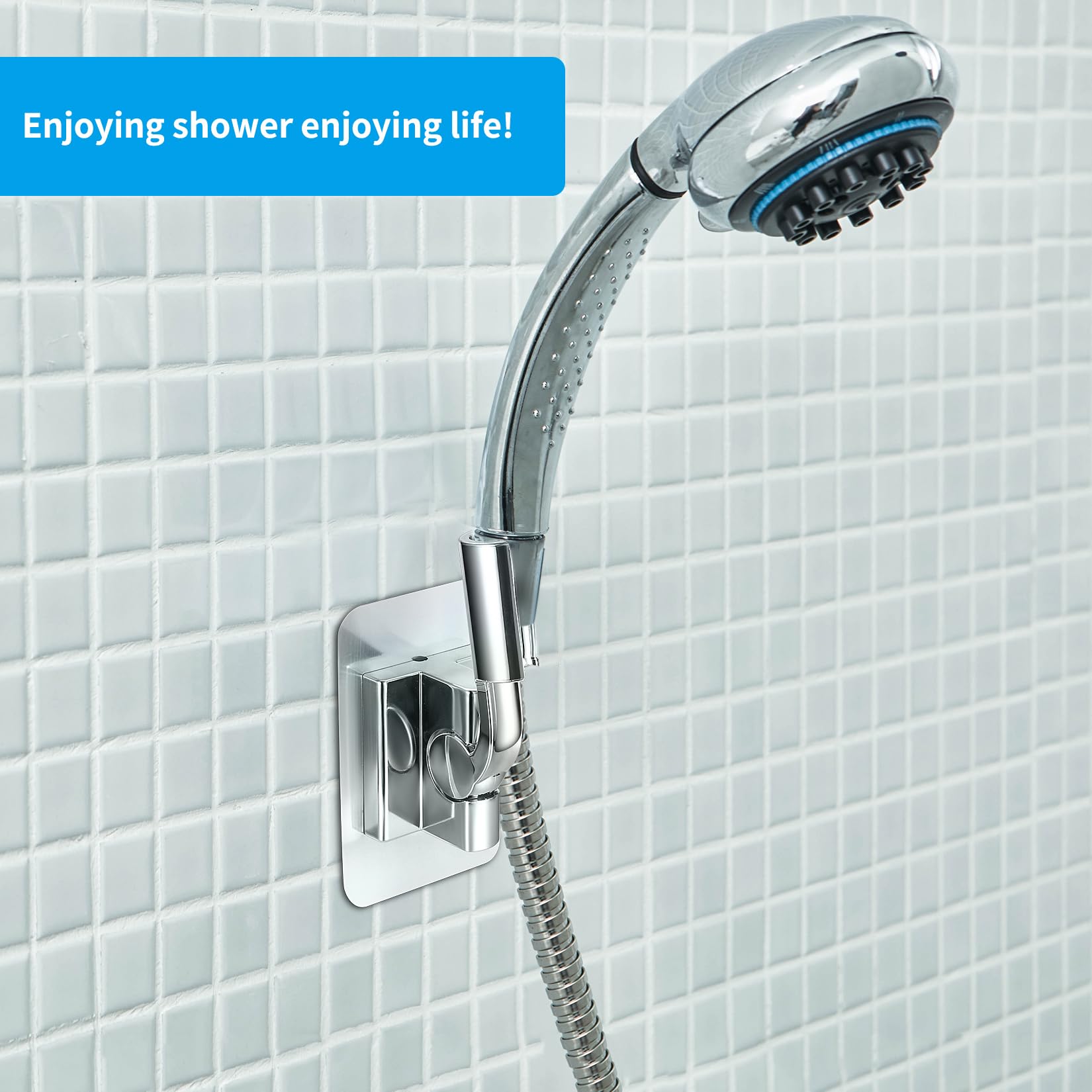 Uonlytech Duschkopfhalter Ohne Bohren – 2 Stück, Saugnapf-Halterung, Verstellbarer Winkel, Für Fliesen, Glas & Metall