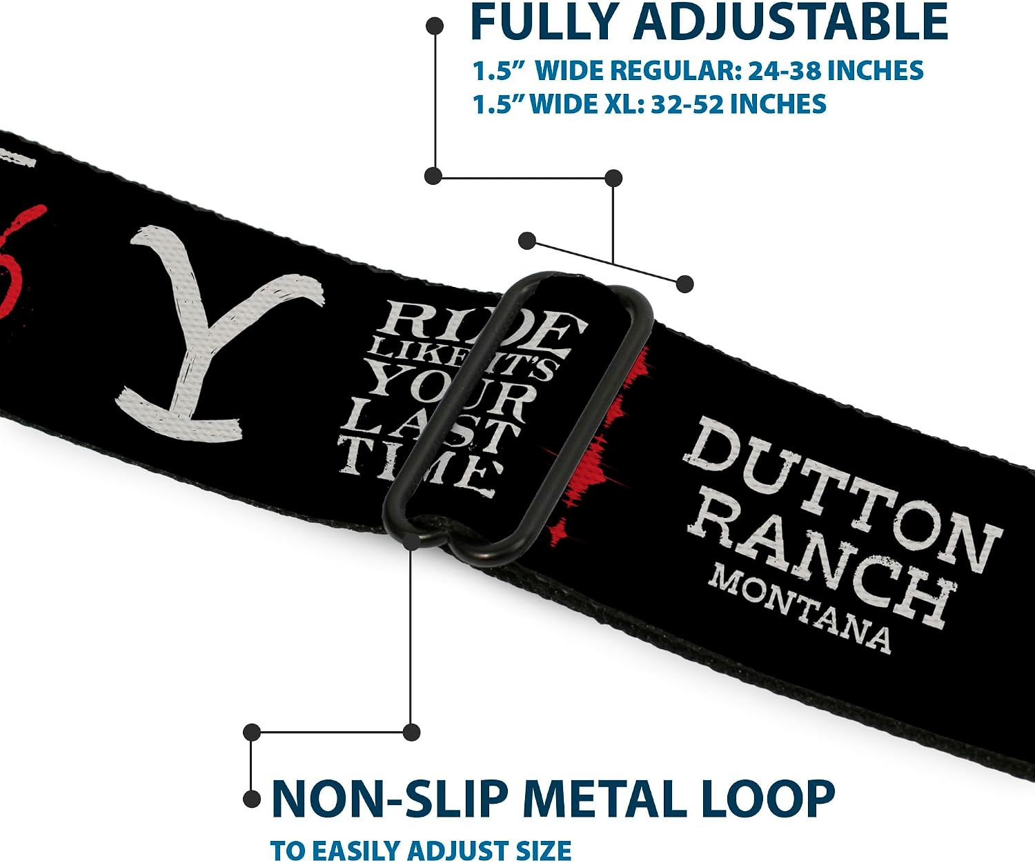 Paramount Network Yellowstone Belt, Seatbelt Buckle Belt, Yellowstone Dutton Ranch 1886 Icons Black White Red, Adjustable